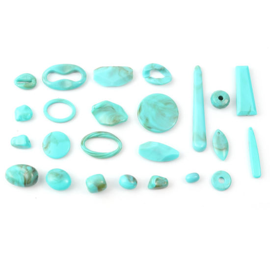 Image de Perles en Acrylique Bleu-Vert Imitation Turquoise 100 Pcs
