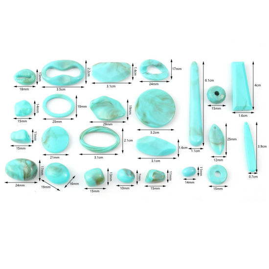 Image de Perles en Acrylique Bleu-Vert Imitation Turquoise 100 Pcs