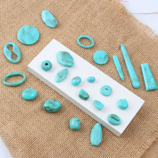 Image de Perles en Acrylique Bleu-Vert Imitation Turquoise 100 Pcs