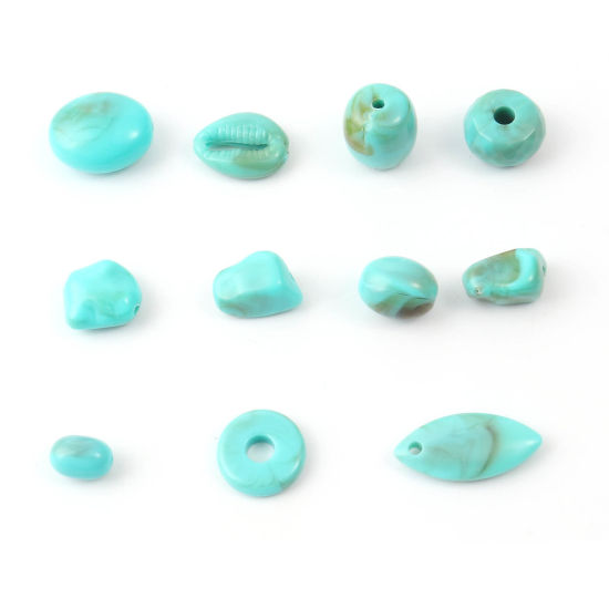 Image de Perles en Acrylique Bleu-Vert Imitation Turquoise 100 Pcs