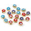 Picture of Zinc Based Alloy Religious Spacer Beads Flower Gold Plated Multicolor Evil Eye Enamel About 6mm x 6mm, Hole: Approx 1.5mm, 10 PCs