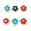 Picture of Zinc Based Alloy Religious Spacer Beads Flower Gold Plated Multicolor Evil Eye Enamel About 9mm x 9mm, Hole: Approx 1.3mm, 10 PCs