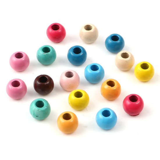 Immagine di Lega di Zinco Perline Tondo Multicolore Pittura Circa 6mm Dia, Foro:Circa 2.4mm, 10 Pz