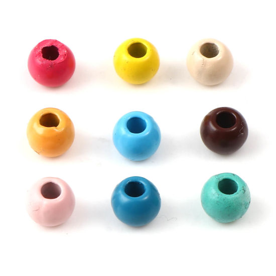 Immagine di Lega di Zinco Perline Tondo Multicolore Pittura Circa 6mm Dia, Foro:Circa 2.4mm, 10 Pz