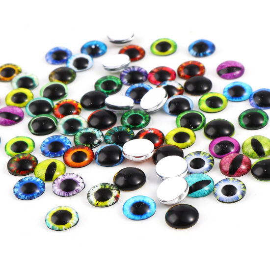 Picture of Glass Embellishments Round Flatback At Random Color Eye Pattern 8mm Dia, 20 PCs
