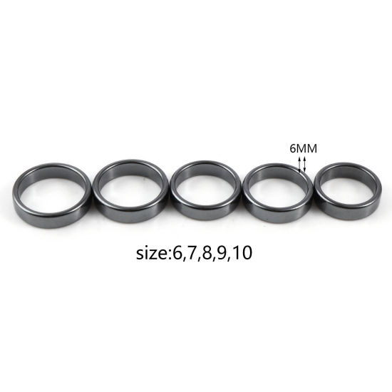 Picture of Hematite Unadjustable Rings Black Circle Ring 5 PCs