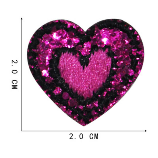 Picture of Fabric Iron On Patches Appliques (With Glue Back) Craft Multicolor Heart 5 PCs