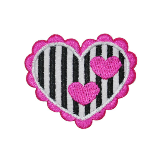 Picture of Fabric Iron On Patches Appliques (With Glue Back) Craft Multicolor Heart 5 PCs