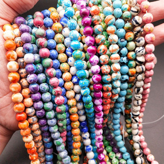 Picture of Agate ( Synthetic ) Beads Round Multicolor