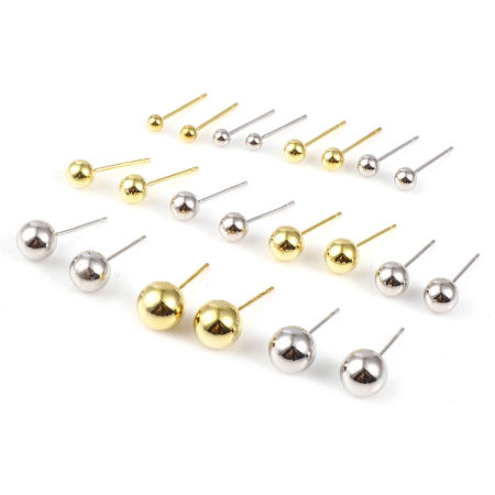Sterling Silver Ear Post Stud Earrings Findings Ball Multicolor 1 Gram