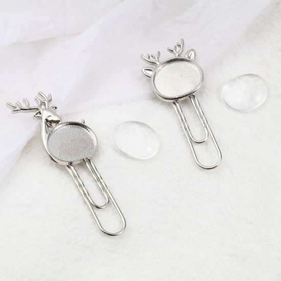 Picture of Glass Pin Brooches Findings Silver Tone 5 Sets