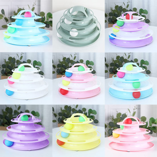 Изображение Plastic Four-Layer Tower Cat Turntable Track Ball Funny Interactive Toy