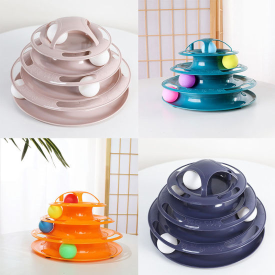 Изображение Plastic Four-Layer Tower Cat Turntable Track Ball Funny Interactive Toy