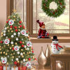 Imagen de Santa Claus Wearing A Mask Natural Wood Round Christmas Tree Home Hanging Decoration