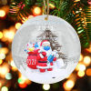 Imagen de Santa Claus Wearing A Mask Natural Wood Round Christmas Tree Home Hanging Decoration