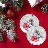 Imagen de Santa Claus Wearing A Mask Natural Wood Round Christmas Tree Home Hanging Decoration