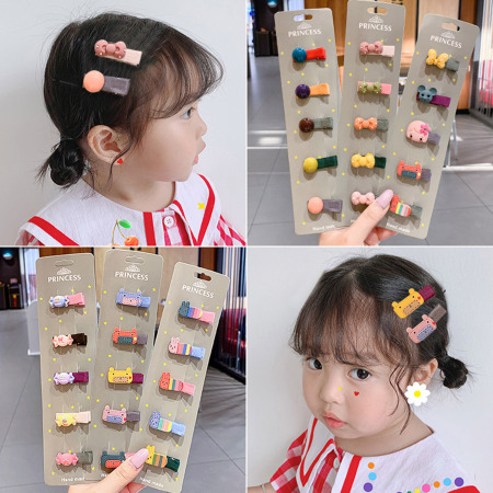 Acrylic & Fabric Hair Clips Multicolor 3.7cm, 1 Set
