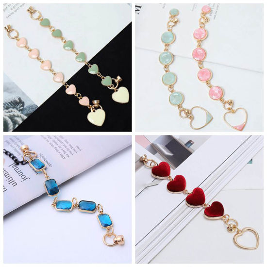 Picture of Zinc Based Alloy Beaded Mobile Phone Chain Lanyard Multicolor 15cm long, 1 Piece