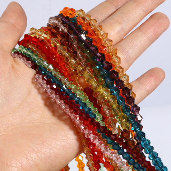 Picture of Glass Beads Hexagon Multicolor Faceted 5 Strands