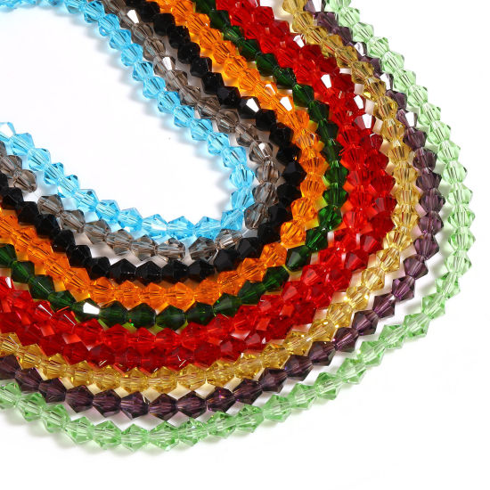 Picture of Glass Beads Hexagon Multicolor Faceted 5 Strands