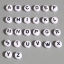 Image de Perles en Acrylique Plat-Rond Noir & Blanc Alphabet Initial/ Lettre Majuscule Env. 7mm Dia, Trou: env. 1.4mm, 500 Pcs