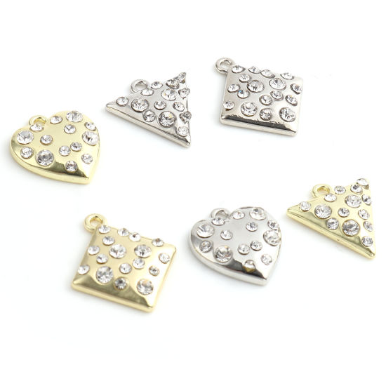 Immagine di Lega di Zinco San Valentino Charms Cuore Multicolore Trasparente Strass 5 Pz