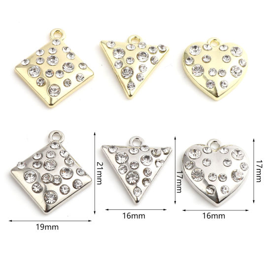 Immagine di Lega di Zinco San Valentino Charms Cuore Multicolore Trasparente Strass 5 Pz