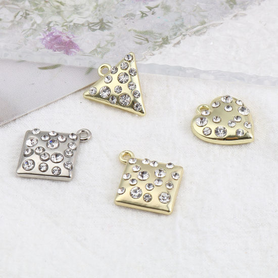 Immagine di Lega di Zinco San Valentino Charms Cuore Multicolore Trasparente Strass 5 Pz