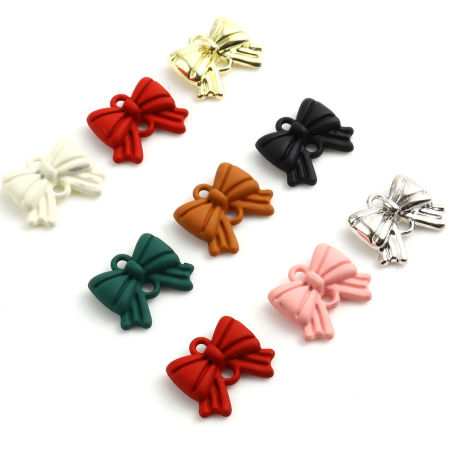 Zamak Colgantes Charms Bowknot Multicolor 16mm x 13mm, 10 Unidades