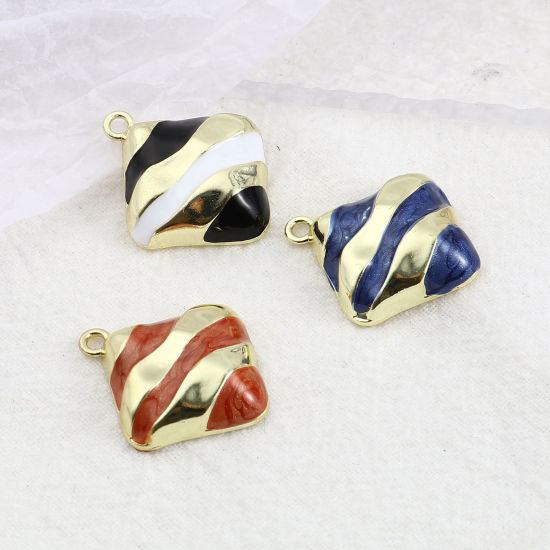 Picture of Zinc Based Alloy Charms Rhombus Gold Plated Multicolor Enamel 25mm x 22mm, 5 PCs