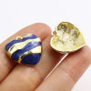 Imagen de Zamak día de San Valentín Colgantes Charms Corazón Chapado en Oro Multicolor Esmalte 20mm x 20mm, 5 Unidades