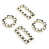 Picture of Zinc Based Alloy Charms Geometric Gold Plated Black & White Circle Enamel 5 PCs