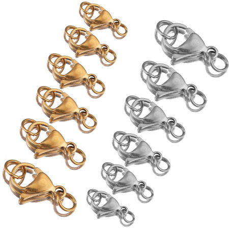Stainless Steel Lobster Clasp Findings Multicolor W/ Jump Ring 5 PCs