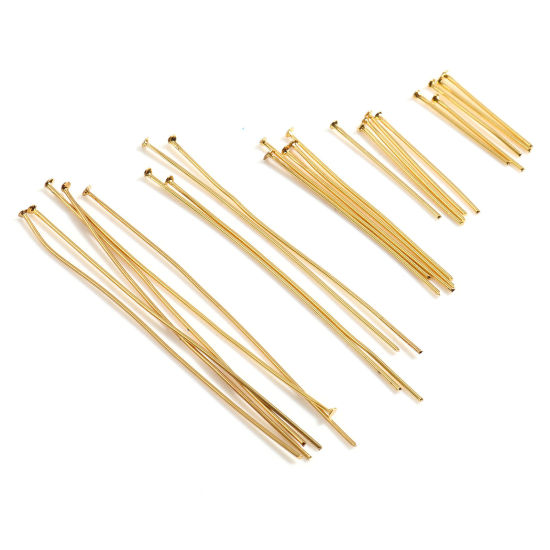 Picture of Stainless Steel Head Pins Gold Plated 0.6mm 20 PCs