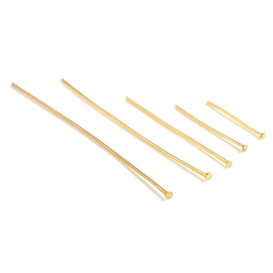 Picture of Stainless Steel Head Pins Gold Plated 0.6mm 20 PCs