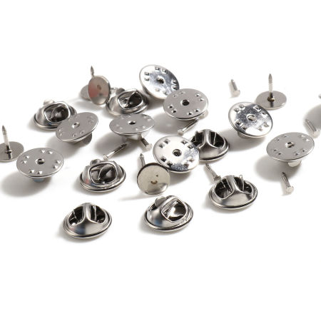 Acero Inoxidable Pin Broches Ronda Tono de Plata 10 Juegos