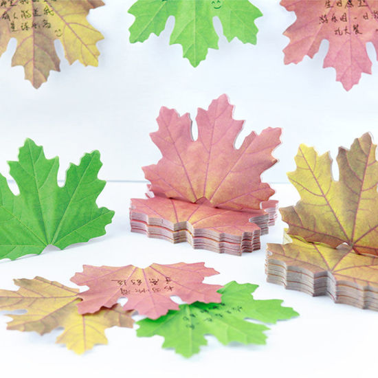 Picture of Maple Leaf Paper Memo Sticky Note Office Student Stationery