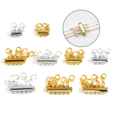 Zinc Based Alloy Magnetic Layered Slide Lock Clasps For Stackable Multi-layer Necklace Bracelet Tube Multicolor