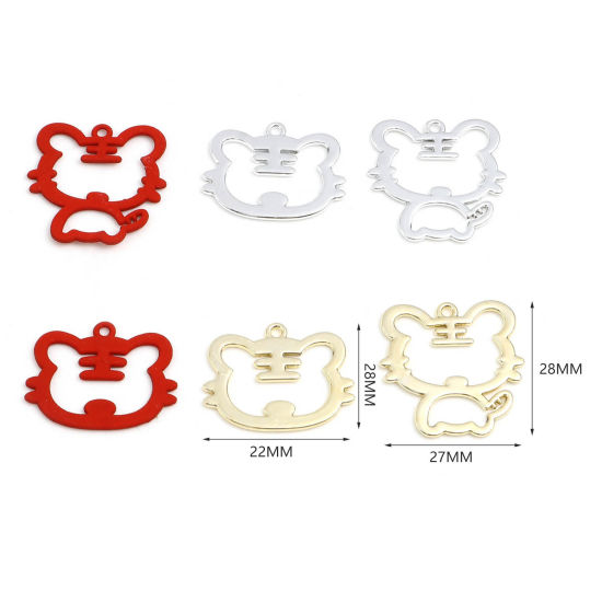 Immagine di Lega di Zinco Charms Tigre Multicolore 5 Pz