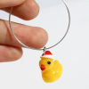 Picture of Resin Charms Duck Animal Christmas Hats Silver Tone Orange 5 PCs