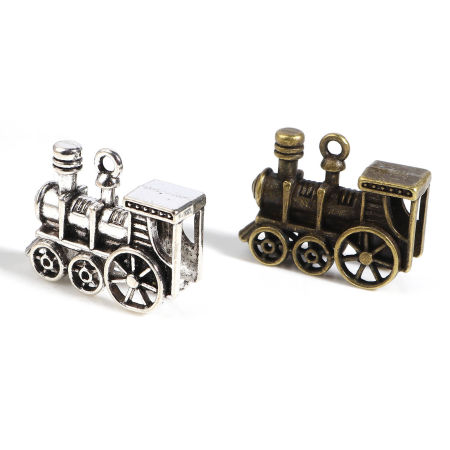 Zinklegierung Transport Charms Lokomotive Bunt 27mm x 21mm, 5 Stück