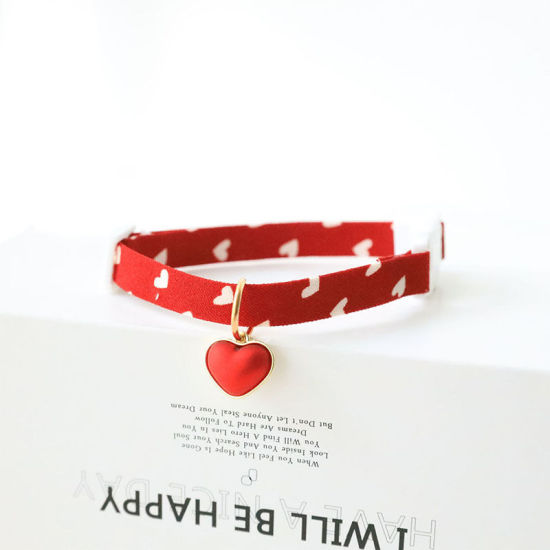 Bild von Stoff verstellbare Hundehalsband mit Herz Charme Haustier Zubehör