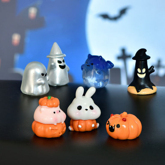 Image de Halloween Chariot de Citrouille Micro Décoration Miniature de Paysage en Résine