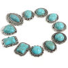 Picture of Zinc Based Alloy & Acrylic Boho Chic Bohemia Connectors Antique Silver Color Green Blue Imitation Turquoise 10 PCs