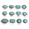 Picture of Zinc Based Alloy & Acrylic Boho Chic Bohemia Connectors Antique Silver Color Green Blue Imitation Turquoise 10 PCs