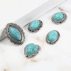 Picture of Zinc Based Alloy & Acrylic Boho Chic Bohemia Connectors Antique Silver Color Green Blue Imitation Turquoise 10 PCs