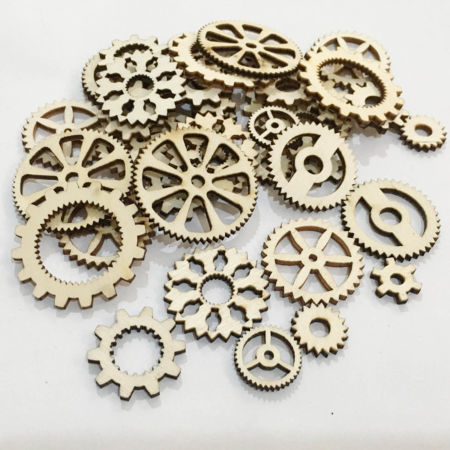 Wood DIY Handmade Craft Materials Accessories Natural Gear 1 Packet