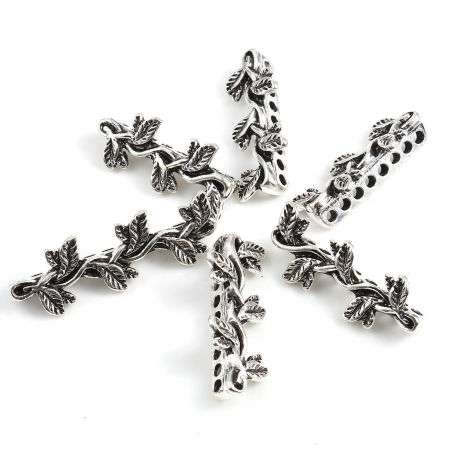 Picture of Zinc Based Alloy Spacer Beads Branch Antique Silver Color 10 PCs