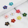 Picture of Brass Enamelled Sequins Spacer Beads Flower Gold Plated Multicolor Enamel About 13mm x 12mm, Hole: Approx 1.5mm, 5 PCs