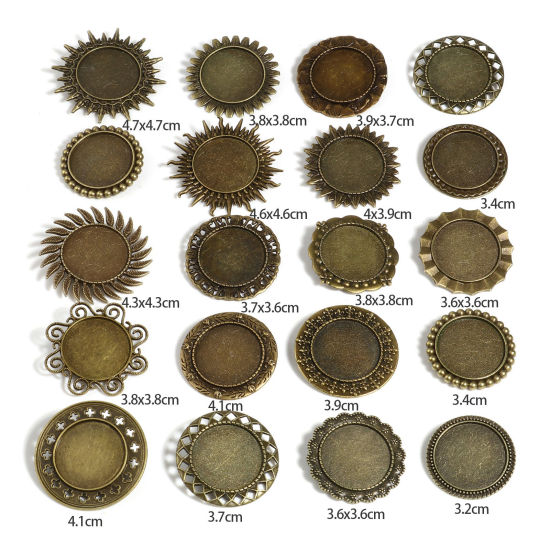 Picture of Zinc Based Alloy Cabochon Settings Pin Brooches Findings Bronzed Cabochon Settings 5 PCs